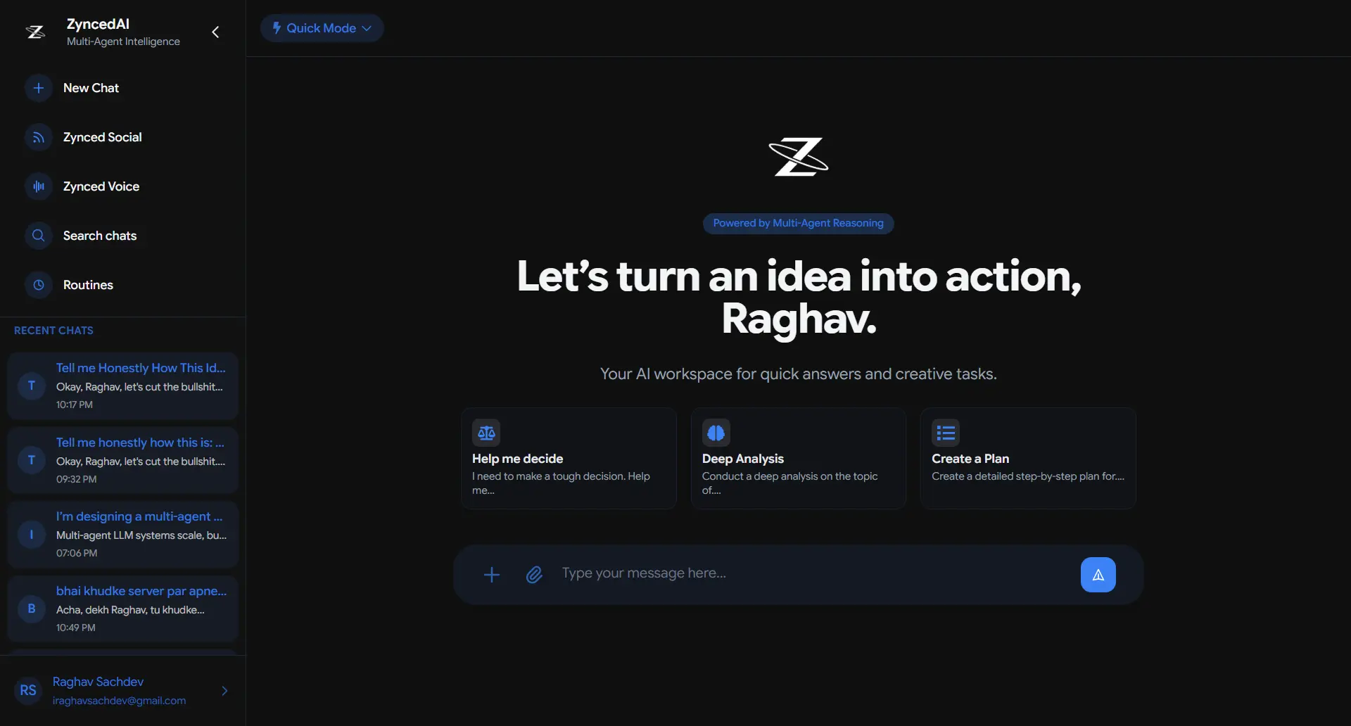 Zynced AI — Multi-Agent AI Platform